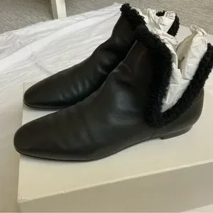 The Row Shoes The Row Eros Black Shearling Lined Ankle Boot Poshmark